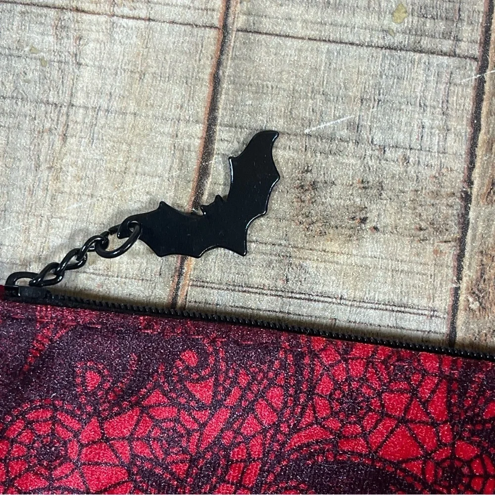Ipsy Halloween Vampire Spider Web Velvet Bat Lips Spooky Makeup Bag Bundle